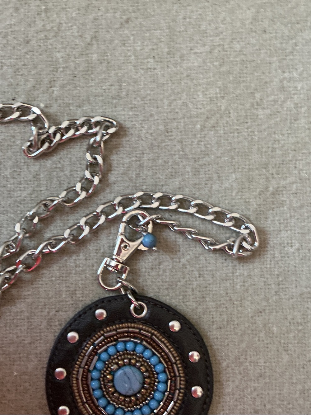 Chico's Black and Turquoise Beaded Disc Chain Belt - Picture 3 of 4